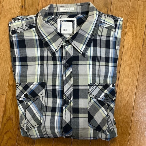 BKE athletic fit button up collared shirt men’s size XL long sleeve shirt Buckle - Picture 2 of 8